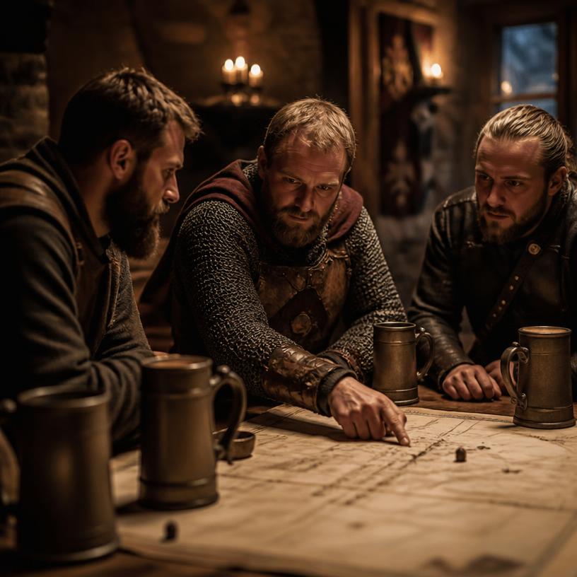 Mittelalterliche Strategien und Bierkrüge